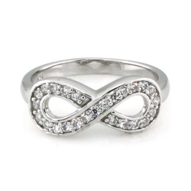 Metal Factory Sterling Silver Infinity Symbol CZ Wedding Ring