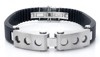 Metal Factory Stainless Steel Rubber Mechanic Men's Bracelet