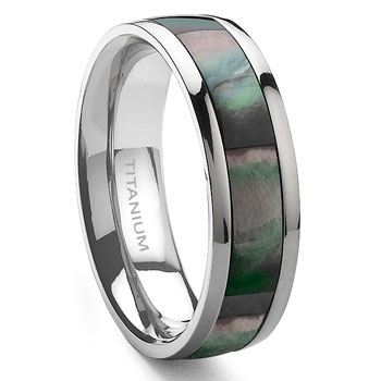 Metal Factory Titanium Mother of Pearl 6mm Band Ring