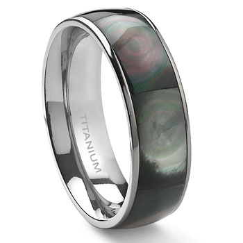 Metal Factory Titanium Mother of Pearl 6mm Band Ring