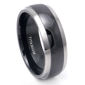 Metal Factory Black Titanium Band with Grey Titanium Edge