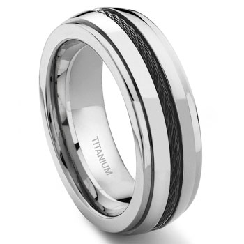 Titanium 8MM Black Cable Ring :  lgbt wedding rings jewelry