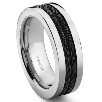 Titanium 8MM Double Black Cable Ring :  lgbt wedding rings jewelry