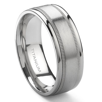 Titanium 8mm Milgrain Wedding Band Ring :  wedding lgbt lesbian pride