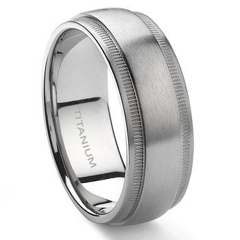 Titanium 8mm Milgrain Wedding Band Ring :  lgbt wedding rings lesbian