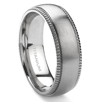 Titanium 8mm Milgrain Wedding Band Ring :  engagement wedding rings lesbian