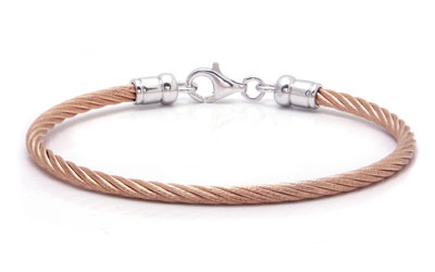 Metal Factory Stainless Steel Rose Gold Cable Rope Sterling Silver Bangle