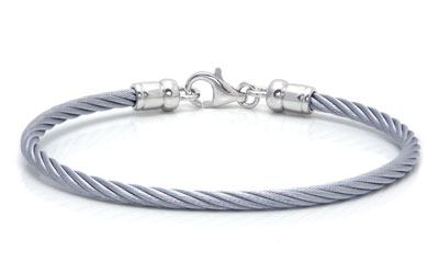 Metal Factory Stainless Steel Cable Rope Sterling Silver Bangle