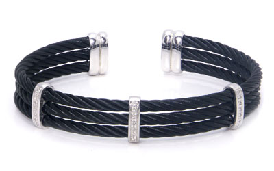 Metal Factory Stainless Steel Cable Rope Diamond Silver Bangle