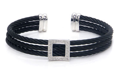 Metal Factory Stainless Steel Cable Rope Diamond Silver Bangle