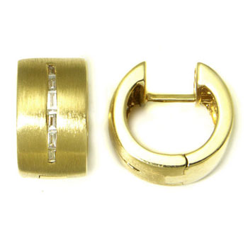 Metal Factory 14K Yellow Gold Baguette Diamond Hoop Earrings