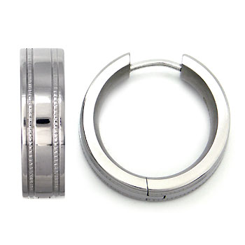 Metal Factory Titanium Milgrain Hoop Earrings