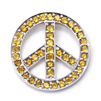 Metal Factory 14K White Gold Citrine Peace Sign Pendant