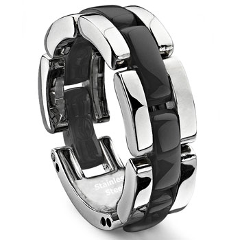 1 Row Black Diamond Ceramic Unisex Wedding Ring :  lgbt wedding jewelry gifts