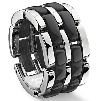 2 Row Black Diamond Ceramic Unisex Wedding Ring : gay lgbt wedding rings jewelry