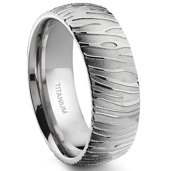 7 Degree TIGER Skin Titanium Band Ring :  lgbt wedding rings jewelry