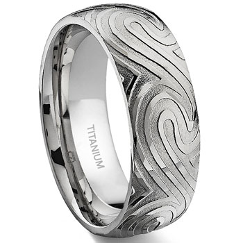 7 Degree OCEAN SWIRLS Titanium Band Ring :  engagement wedding rings jewelry