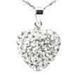 Metal Factory Swaroski White Crystal Heart Shape Sterling Silver Pendant