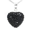 Metal Factory Swaroski Black Crystal Heart Shape Sterling Silver Pendant
