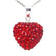Metal Factory Swaroski Red Crystal Heart Shape Sterling Silver Pendant