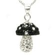 Metal Factory Swaroski Black & White Crystal Mushroom Sterling Silver Pendant