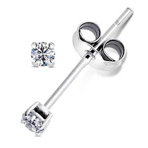 Metal Factory 925 Sterling Silver 0.06 tcw Basket Setting 2MM Clear Round CZ Cubic Zirconia Nickel Free Stud Earrings
