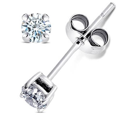 Metal Factory 925 Sterling Silver 0.2 tcw Basket Setting 3MM Clear Round CZ Cubic Zirconia Nickel Free Stud Earrings