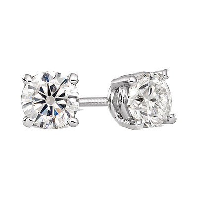 Metal Factory 925 Sterling Silver 0.5 tcw Basket Setting 4MM Clear Round CZ Cubic Zirconia Nickel Free Stud Earrings