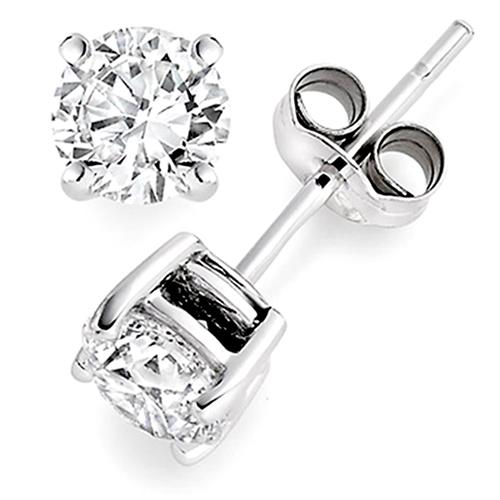 Metal Factory 925 Sterling Silver 1.5 tcw Basket Setting 6MM Clear Round CZ Cubic Zirconia Nickel Free Stud Earrings
