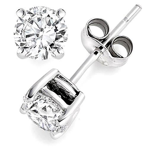 Metal Factory 925 Sterling Silver 2.5 tcw Basket Setting 7MM Clear Round CZ Cubic Zirconia Nickel Free Stud Earrings