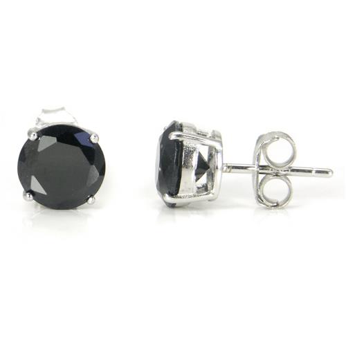 Metal Factory 925 Sterling Silver 2.5 tcw Basket Setting 7MM Black Round CZ Cubic Zirconia Nickel Free Stud Earrings