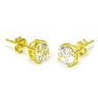 Metal Factory Gold Plated 925 Sterling Silver 1.5 tcw Basket Setting 6MM Clear Round CZ Cubic Zirconia Nickel Free Stud Earrings