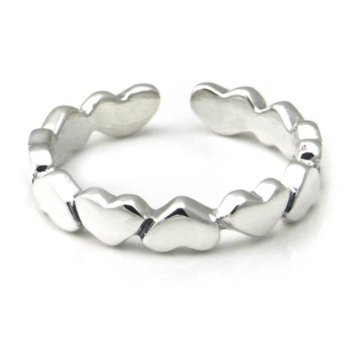 Metal Factory Sterling Silver Heart Adjustable Toe Band Ring
