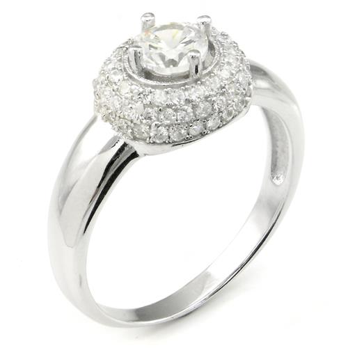 Metal Factory Sterling Silver Cubic Zirconia 2.2 Carat tw Round Brilliant CZ Bridal Engagement Ring w/ Pave Set Side Stones