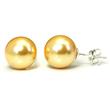 Metal Factory Golden Yellow Freshwater 10MM Cultured Pearl Sterling Silver Stud Earrings