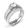 Metal Factory Sterling Silver Cubic Zirconia 2.1 Carat tw Round Cut CZ Pave Wedding Engagement Ring Set