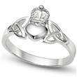 Metal Factory Nickel Free Sterling Silver Irish Claddagh Friendship and Love Band Celtic Ring w/ Trinity Symbols