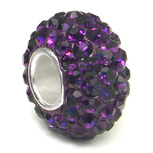 Metal Factory Swaroski Amethyst Purple Crystal Ball Bead Sterling Silver Charm Fits Pandora Chamilia Biagi Trollbeads European Bracelet