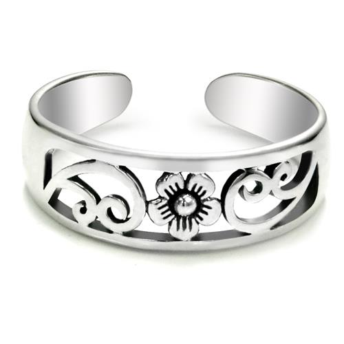 Metal Factory Sterling Silver Hawaiian Plumeria Flower Adjustable Toe Band Ring