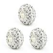 Metal Factory SET OF 3 Swaroski White Crystal Ball Bead Sterling Silver Charm Fits Pandora Chamilia Biagi Trollbeads European Bracelet