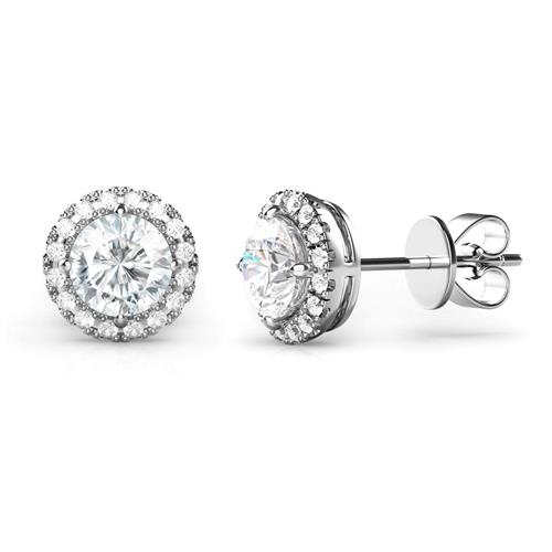 Metal Factory 925 Sterling Silver Round CZ Cubic Zirconia Halo Earrings