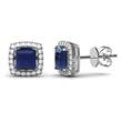 Metal Factory 925 Sterling Silver Blue Princess CZ Cubic Zirconia Halo Earrings