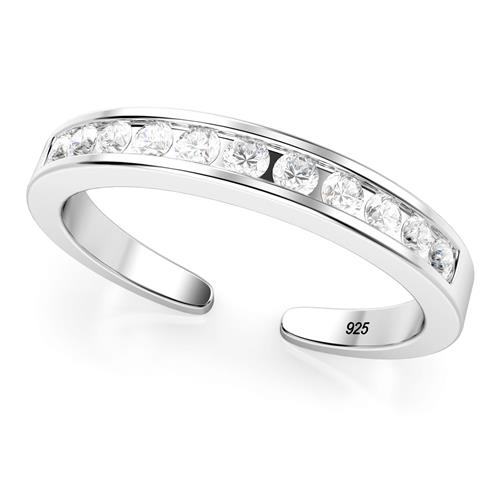 Metal Factory Sterling Silver Cubic Zirconia Adjustable Toe Band Ring