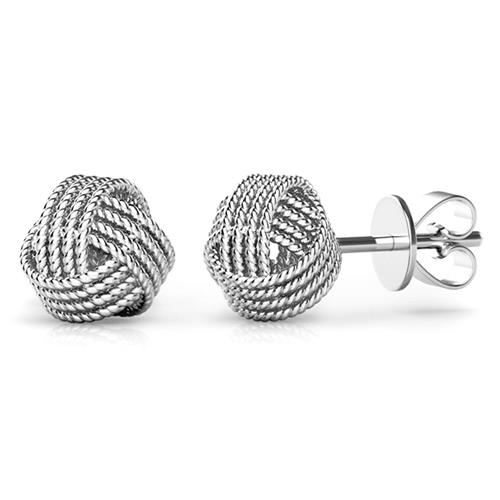 Metal Factory Sterling Silver Twisted Love Knot Stud Earrings