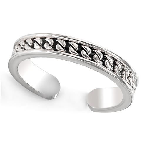 Metal Factory Sterling Silver Curb Link Pattern Adjustable Toe Band Ring
