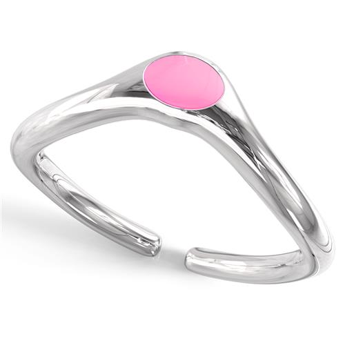 Metal Factory Sterling Silver Chevron Pink Enamel Adjustable Toe Band Ring