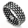 Sterling Silver Tire Tread Pattern Oxidized Eternity Men’s Wedding Ring
