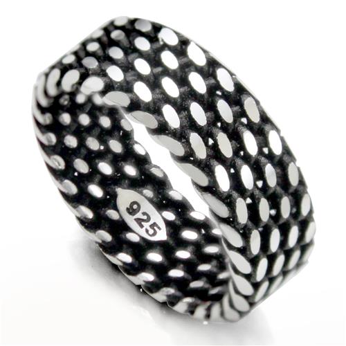 Sterling Silver Tire Tread Pattern Oxidized Eternity Men’s Wedding Ring