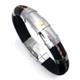 Stainless Steel Rubber Men's Bracelet w/ Braided Leather & Gold Accent