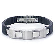 Metal Factory Stainless Steel Rubber Men's Ribbed Bracelet